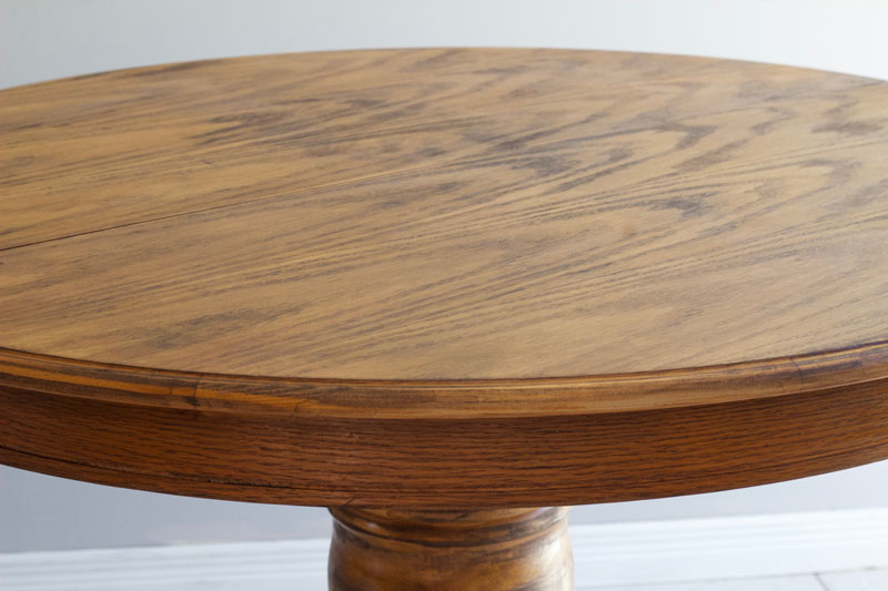 I love the rustic look of this refinished dining room table!