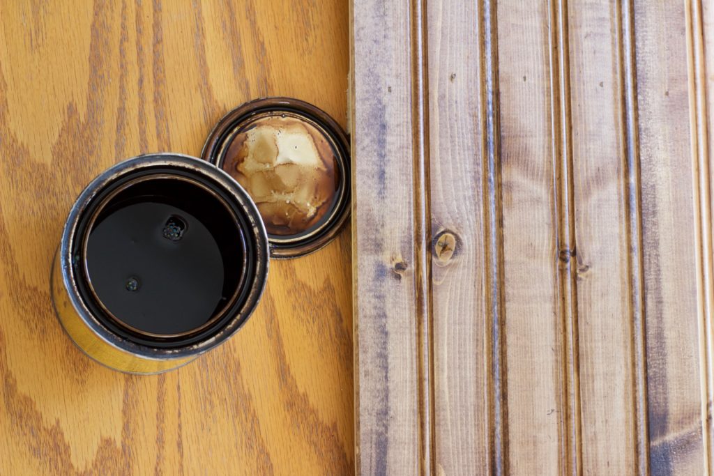 One coat of wood stain applied to my new wood food photography background