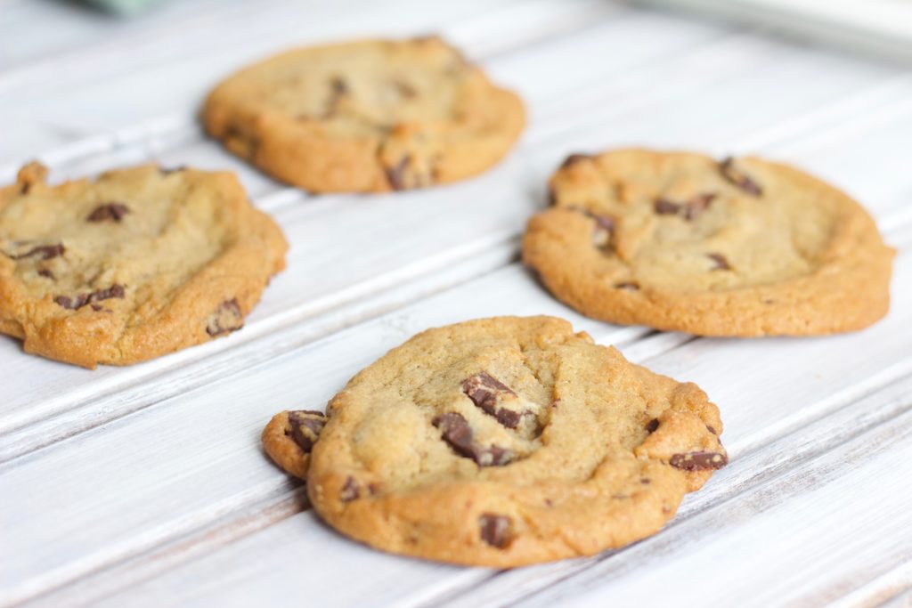 These vegan and gluten-free chocolate chip cookies are soft and chewy