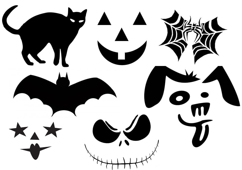 Spooky, cute, and traditional Halloween pumpkin stencils to use for pumpkins, decorations, or even face stencils. 