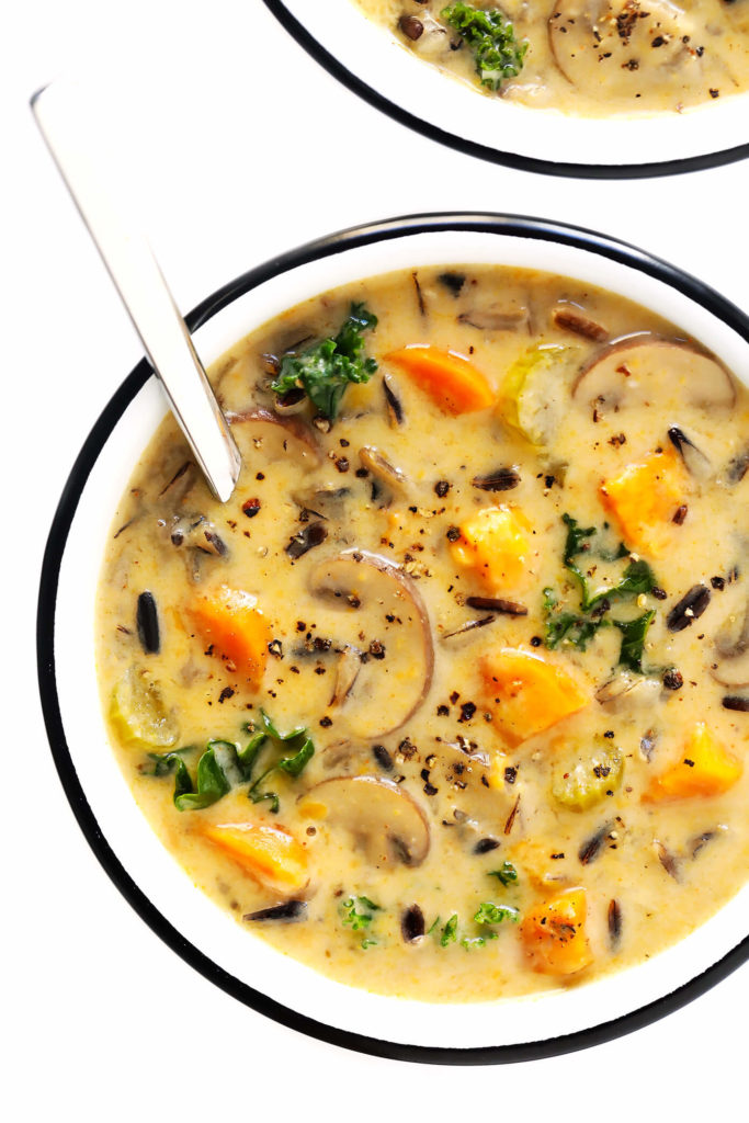 15 Creamy Vegan Soup Recipes; This vegetable and wild rice soup is a Fall in a bowl!