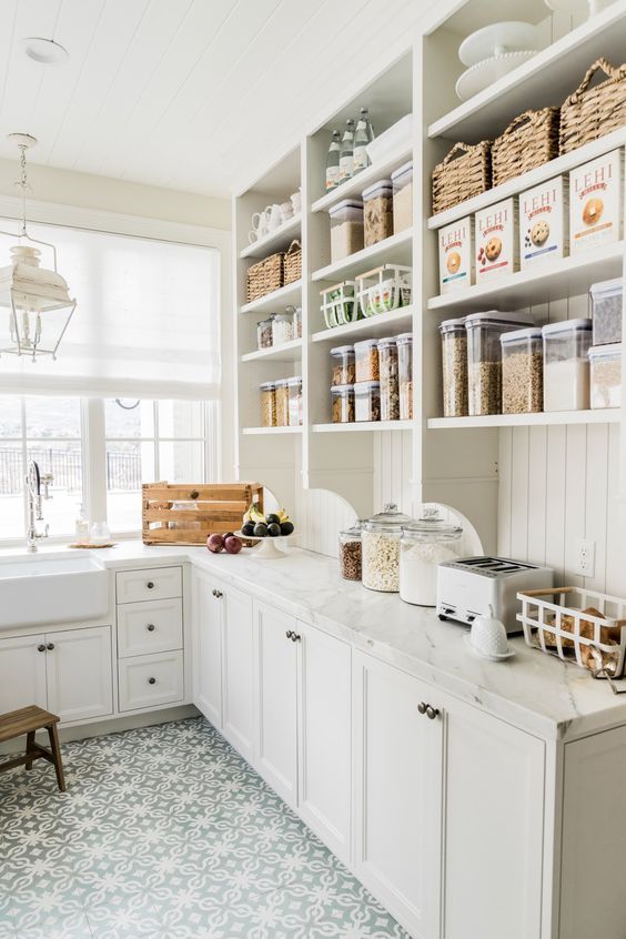 Pantry Must Haves to Stock Up On, white pantry, pantry organization, pantry with window, butlers pantry