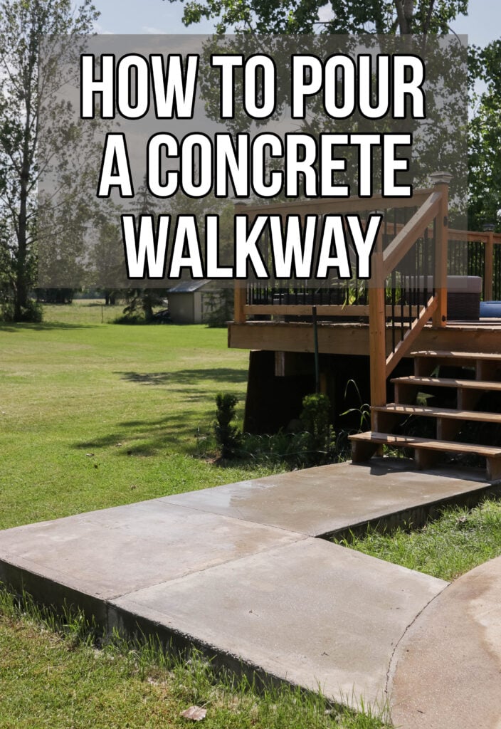 How to Pour a Concrete Walkway; Do it yourself concrete sidewalk using framing and a concrete mixer. {DIY Concrete Project}