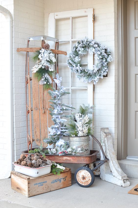 Simple Winter Front Porch Decor Ideas; ways to decorate your front door and home entrance this season! 