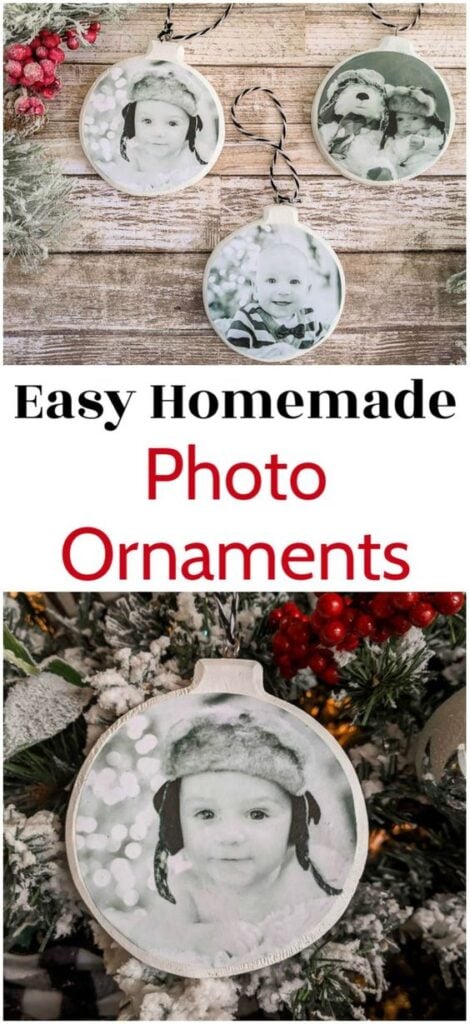 Easy Homemade Christmas Gifts; Photo ornaments, personalized decorations