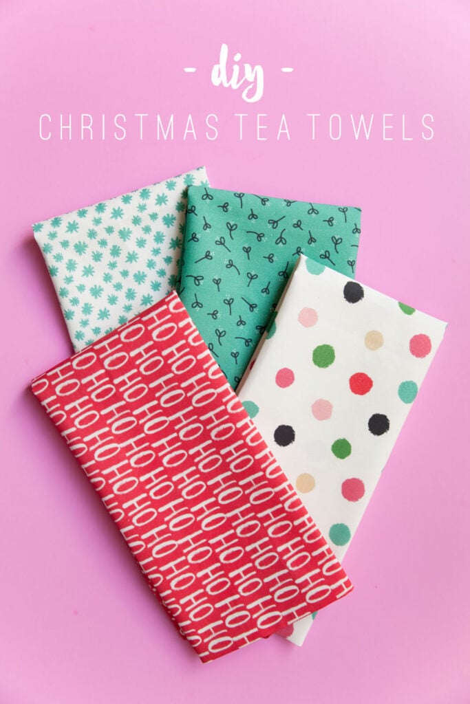 Easy Homemade Christmas Gifts; DIY Christmas tea towels