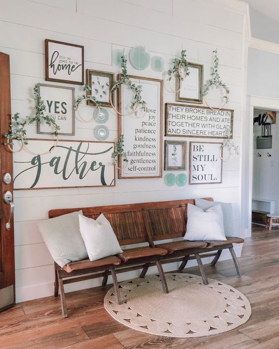 FarmHouse Living Room on a Budget; gallery wall by Cotton Stem