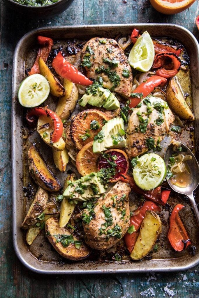 11 Sheet Pan Meals for Fast Weight Loss; Easy and quick meals made on one sheet pan that aid in rapid weigh loss! Eat healthy and get lean! Chicken Peppers