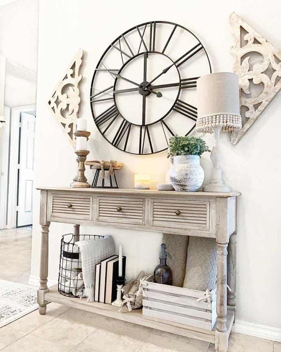 Large clock, black clock, antique clock; Farmhouse Wall Decor Ideas