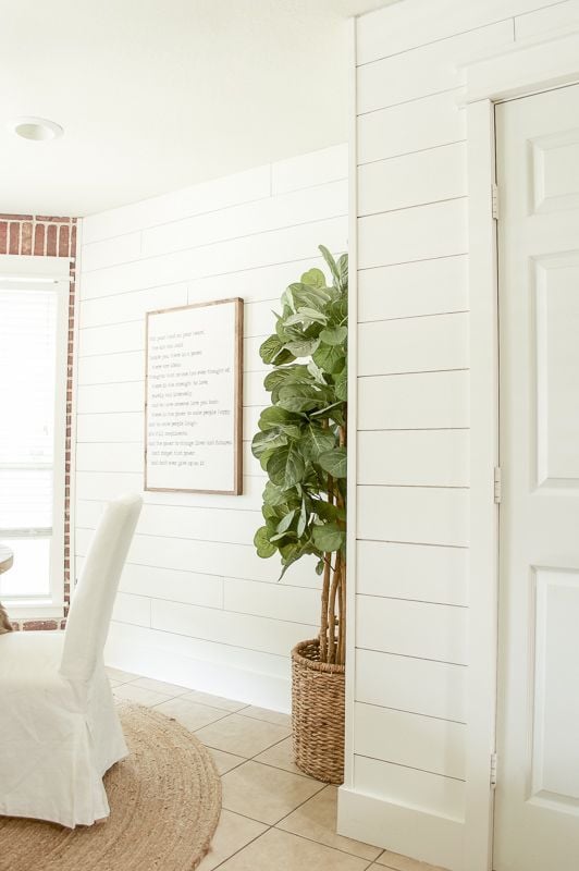 white ship lap walls; Farmhouse Wall Decor Ideas