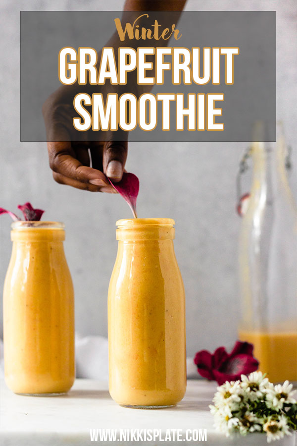 Winter Grapefruit Smoothie; vegan and plant based smoothie. Creamy with tart yet sweet flavours. 5 ingredients