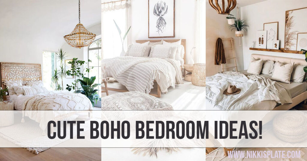 Cute Boho Bedroom Inspiration; Here are some neutral boho bedrooms ideas. Easy modern decor for a calm sleeping space!