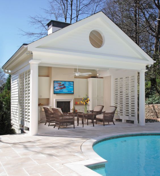 white open pool house, pavilion style
