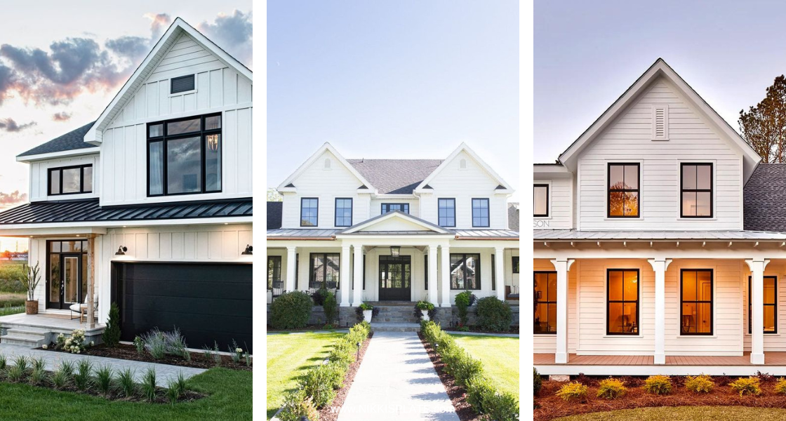 11 Beautiful Modern Farmhouse Exteriors; here are several country farmhouses that are sleek with character and rustic charm.