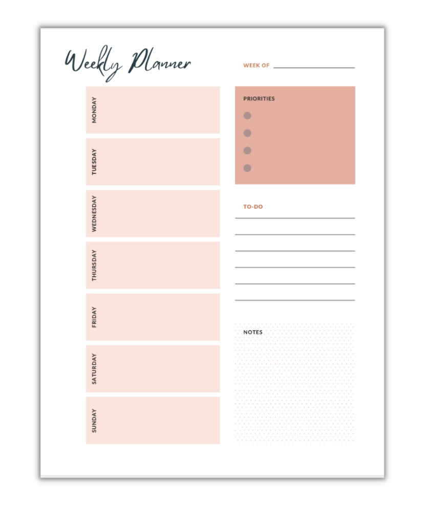 minimalist weekly planner