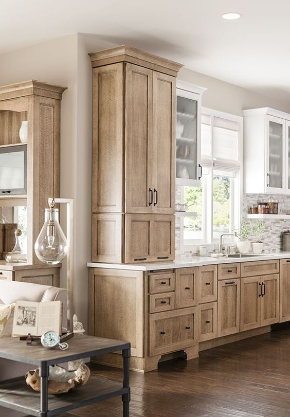 kitchens, light wood cabinets, white oak cabinets