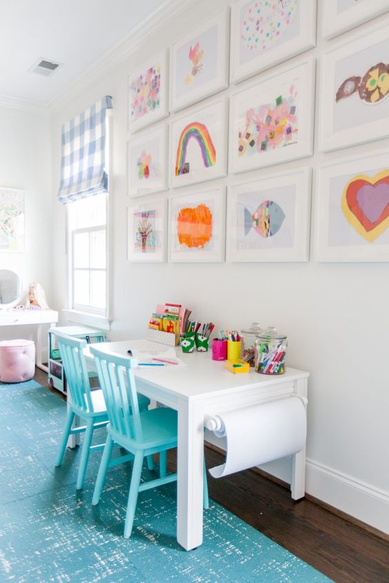 arts and craft table area - Essential Playroom Must Haves For A Toddler - Consider the following Essential Playroom Must Haves For A Toddler when furnishing your toddler’s play place! A guide for the best toys, storage and furniture!