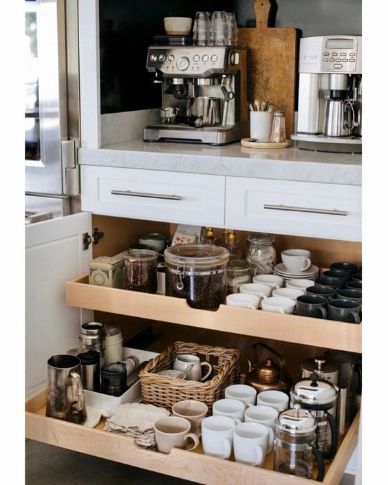 9 Home Coffee Bar Must Haves to Make You Feel Like a Real Barista; If you’re interested in making coffee drinks at home, here are basic home coffee bar must haves to help you get started. dark blue accent wall
