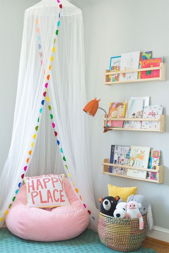 Reading Nook - Essential Playroom Must Haves For A Toddler - Consider the following Essential Playroom Must Haves For A Toddler when furnishing your toddler’s play place! A guide for the best toys, storage and furniture!