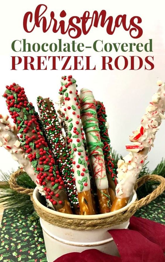 Christmas Pretzel Rods - 5 Inexpensive No Bake Christmas Desserts to Impress Your Friends and Family! - If you don’t have time to bake this Christmas, these inexpensive no bake festive desserts are the way to go. Some of my favorite recipes are here.