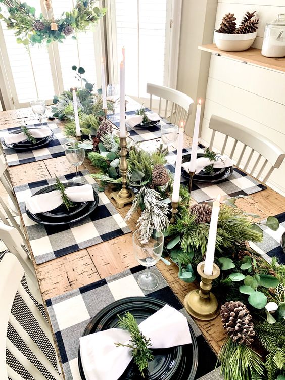 Gorgeous Farmhouse Christmas Table Setting Ideas You'll Want to Copy! - Here are simple yet elegant tablescapes for your to recreate this year! Centerpieces, dishware, lighting and more! 