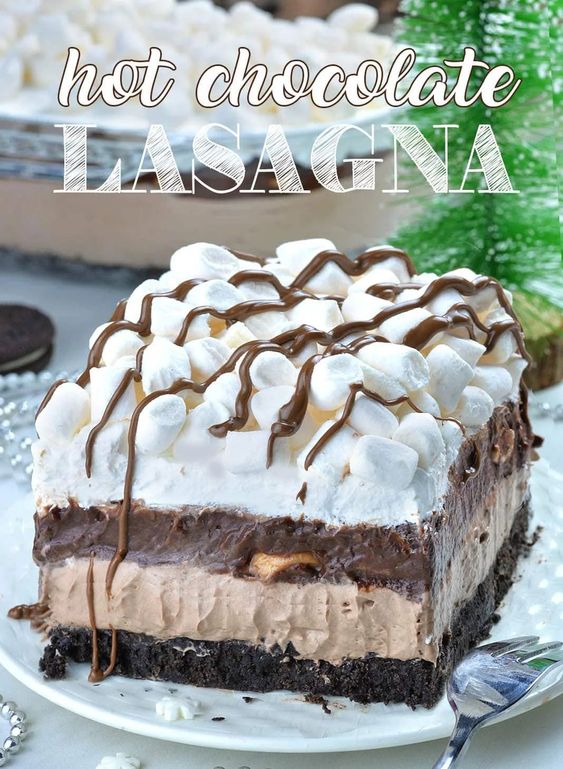 Hot Chocolate Lasagna -15 Inexpensive No Bake Christmas Desserts to Impress Your Friends and Family! - If you don’t have time to bake this Christmas, these inexpensive no bake festive desserts are the way to go. Some of my favorite recipes are here.