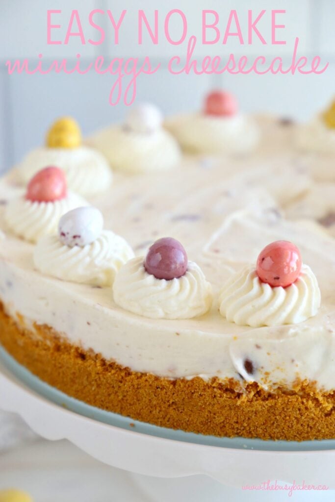 Easy No Bake Mini Eggs Cheesecake - 25 Creative Leftover Mini Eggs Recipes to Try This Easter; delicious and sweet recipes using extra Cadbury mini eggs - Baked goods, sweets, and cakes!