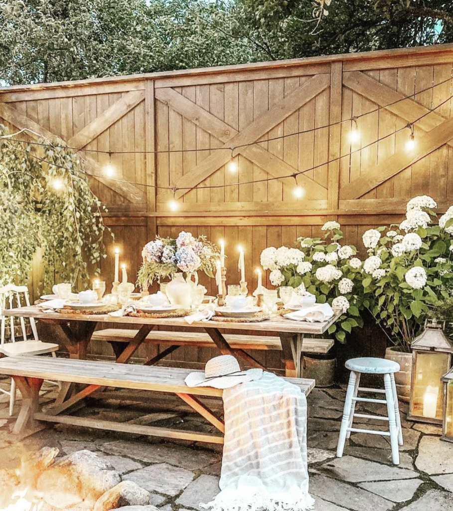 How to Transform Your Outdoor Dinners With String Lights and