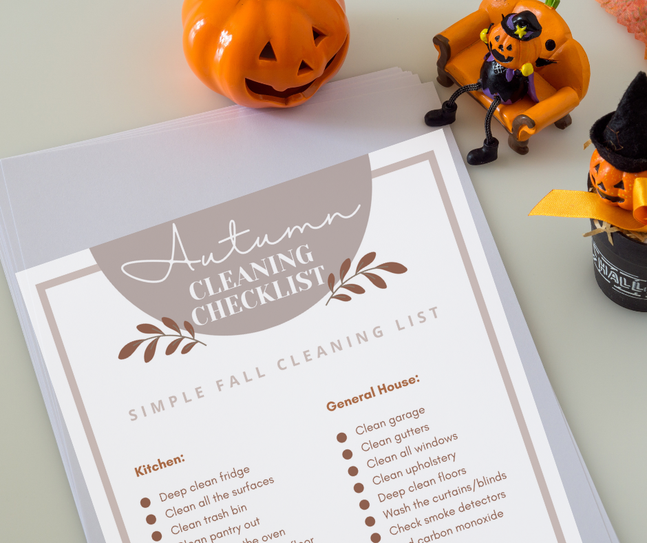 utumn Cleaning Checklist with Printable; Put fall cleaning on your schedule with this fall cleaning checklist! House cleaning checklist for fall!