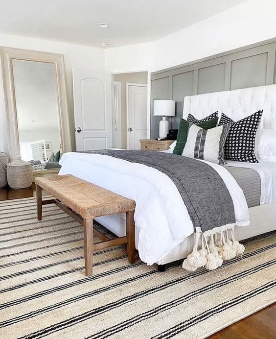  Top 10 Modern Farmhouse Bedroom Design Essentials  round up of the best modern farmhouse bedrooms and what furniture plus accessories are key to it’s design.