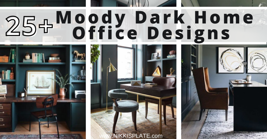 Dark Home Office Designs for a Moody Vibe; If you want to be productive, your home office should have a dark, moody design. Here's some tips to setting up a dark home office that'll make you feel inspired and relaxed while you work. {dark home office designs, dark home office, dark home offices, dark home office decor, moody home office}