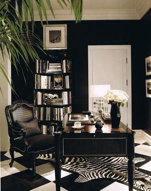 Dark Home Office Designs for a Moody Vibe; If you want to be productive, your home office should have a dark, moody design. Here's some tips to setting up a dark home office that'll make you feel inspired and relaxed while you work. {dark home office designs, dark home office, dark home offices, dark home office decor, moody home office}