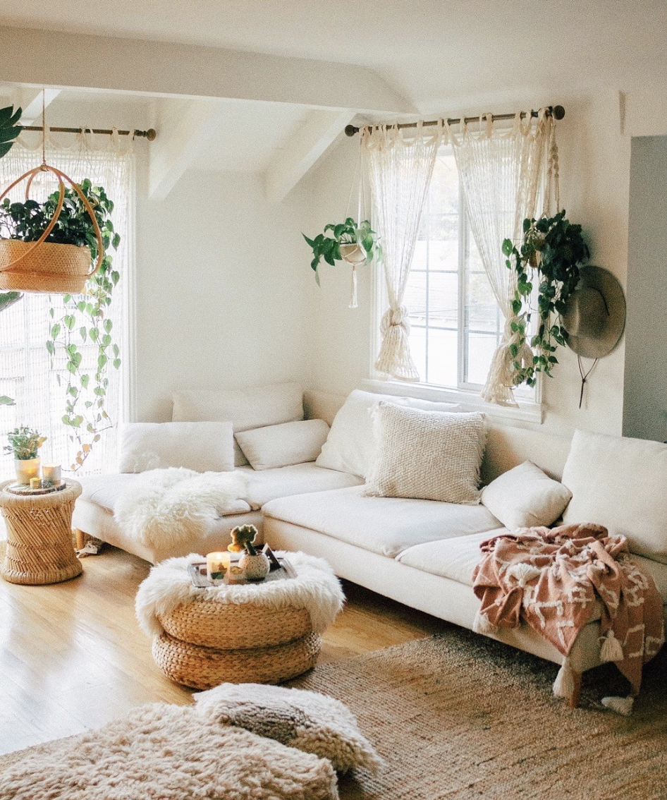 Cute Modern Boho Living Room Ideas;  Here are some neutral boho living room ideas. Easy modern bohemian living room decor for a calm beautiful space! Everything Boho room inspiration!