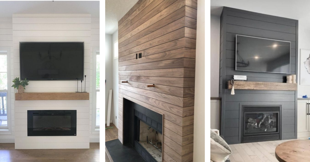 40 Beautiful Modern Shiplap Fireplace Ideas; Here are modern and farmhouse shiplap fireplace wall ideas to keep you cozy all year long!