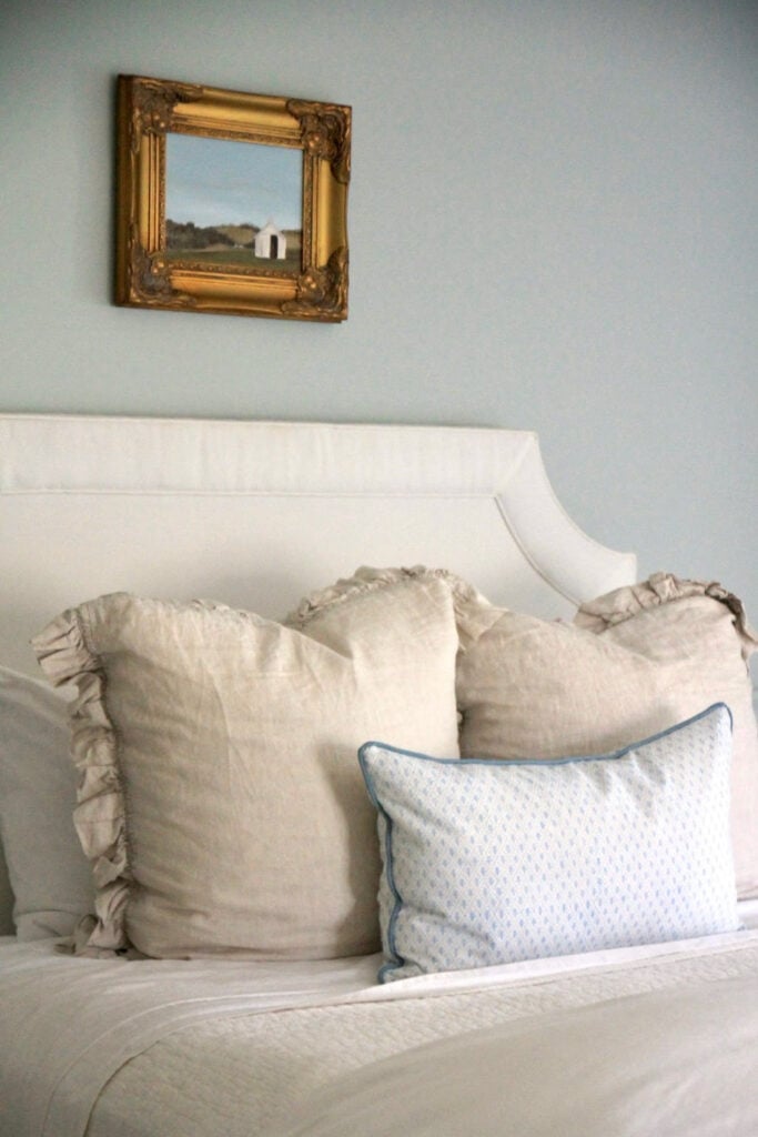 Bedroom Benjamin Moore Quiet Moments Paint Color: pale blue paint color inspiration for a tranquil and serene room.