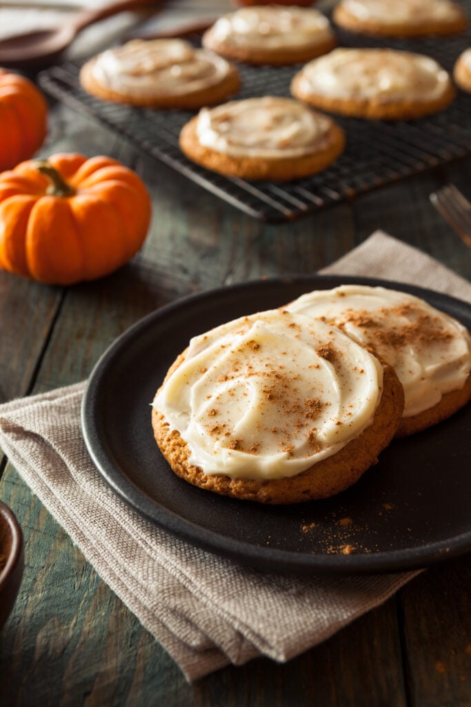 Copycat Pillsbury Pumpkin Cookies Recipe with Cream Cheese Frosting; These pumpkin spice cookies are soft, chewy and loaded with delicious fall flavors. With simple ingredients you will love!