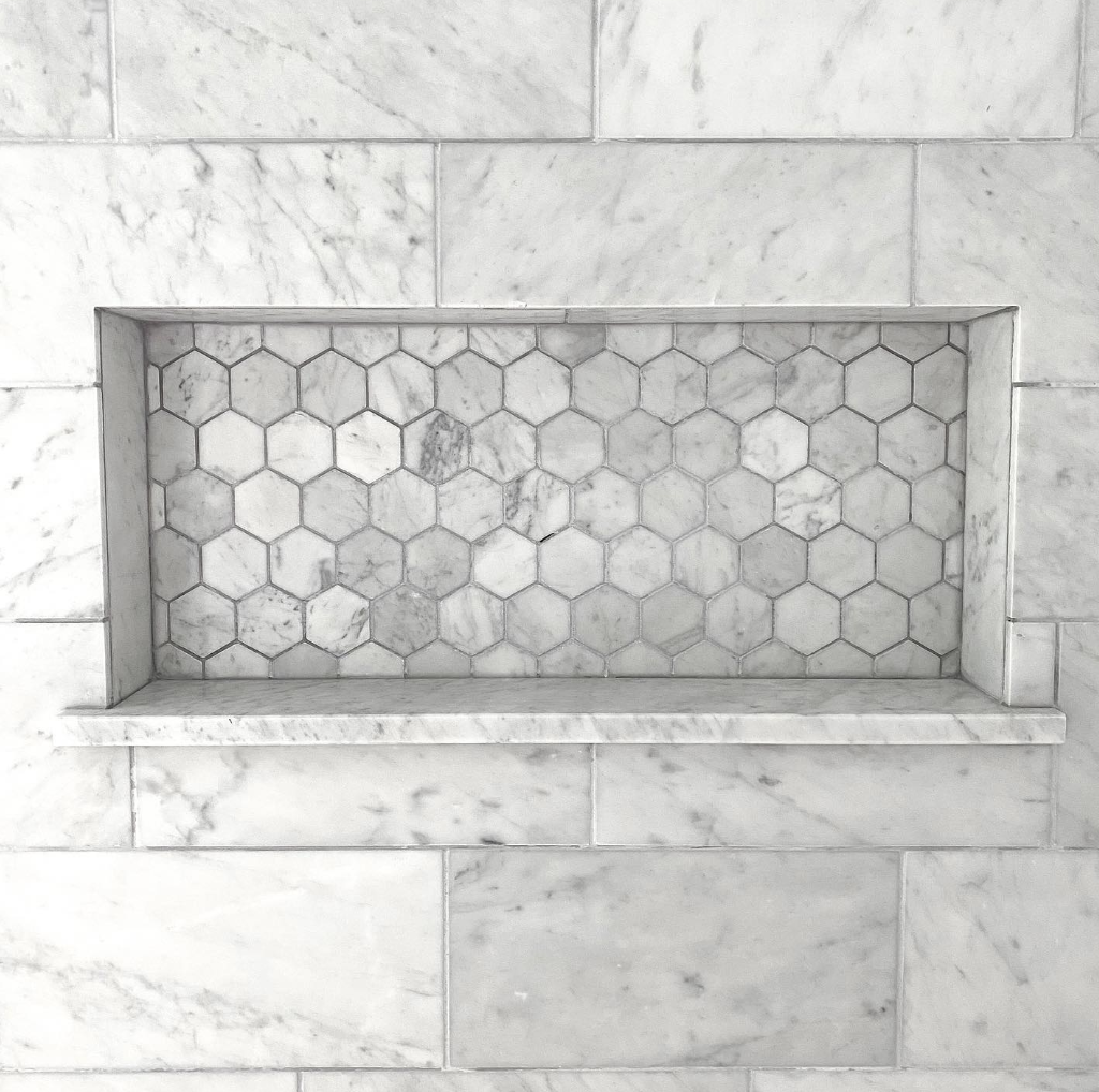 Horizontal Cararra Marble Shower Niche 