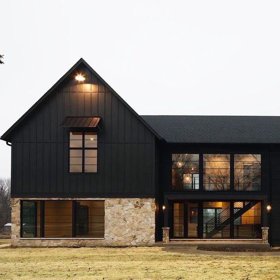 Here are the BEST modern black farmhouse designs to date! Black farmhouse exteriors and modern black farmhouses you will love.