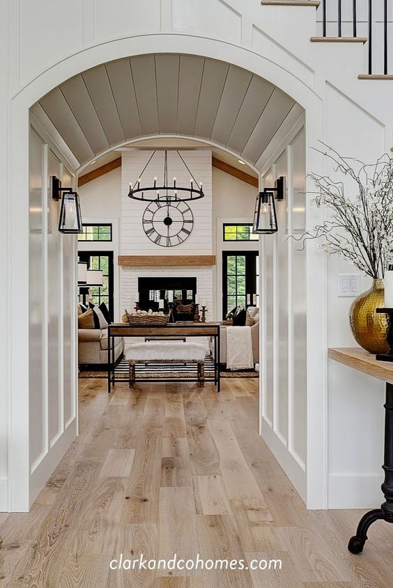 20 BEST Modern Farmhouse Flooring Ideas; lighter wood flooring in living room