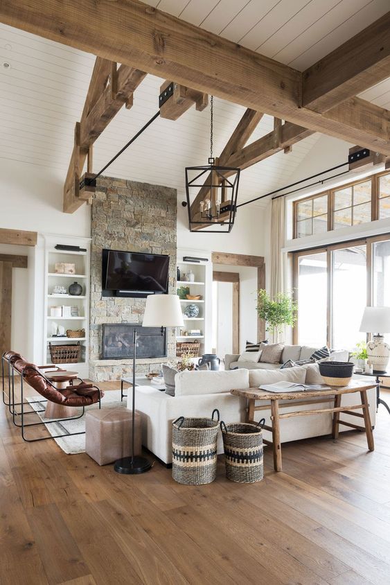 20 BEST Modern Farmhouse Flooring Ideas; living room floors