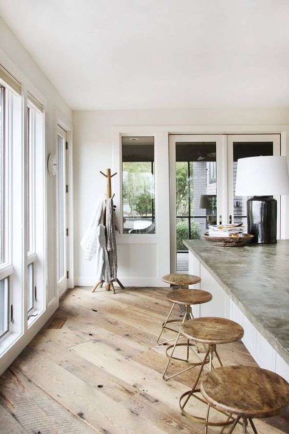 20 BEST Modern Farmhouse Flooring Ideas; Light wood floors in kitchen