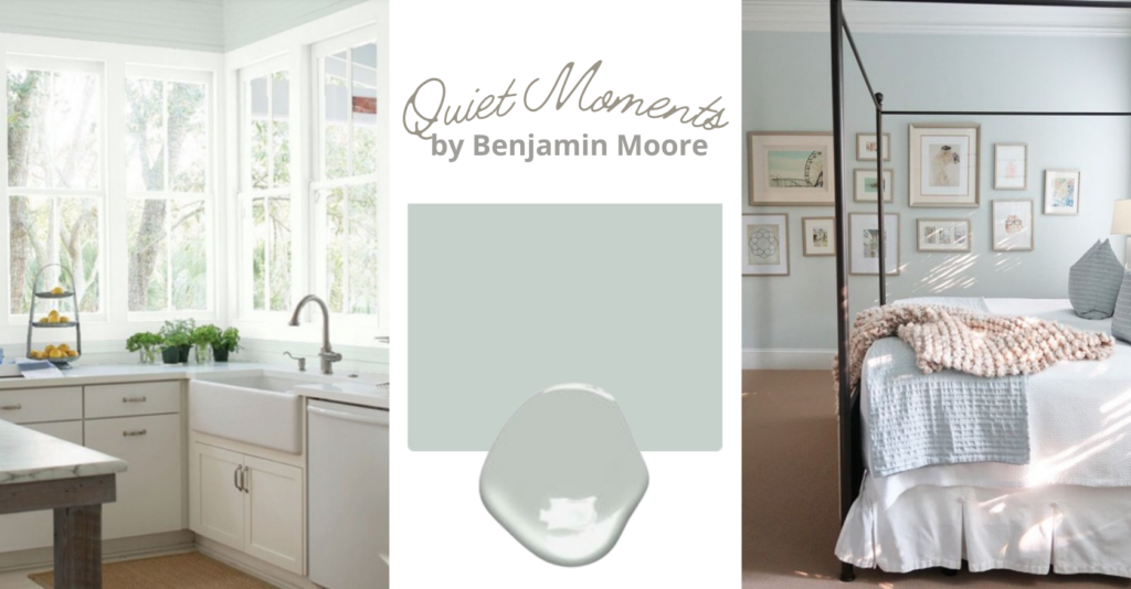 Benjamin Moore Quiet Moments Paint Color: pale blue paint color inspiration for a tranquil and serene room.