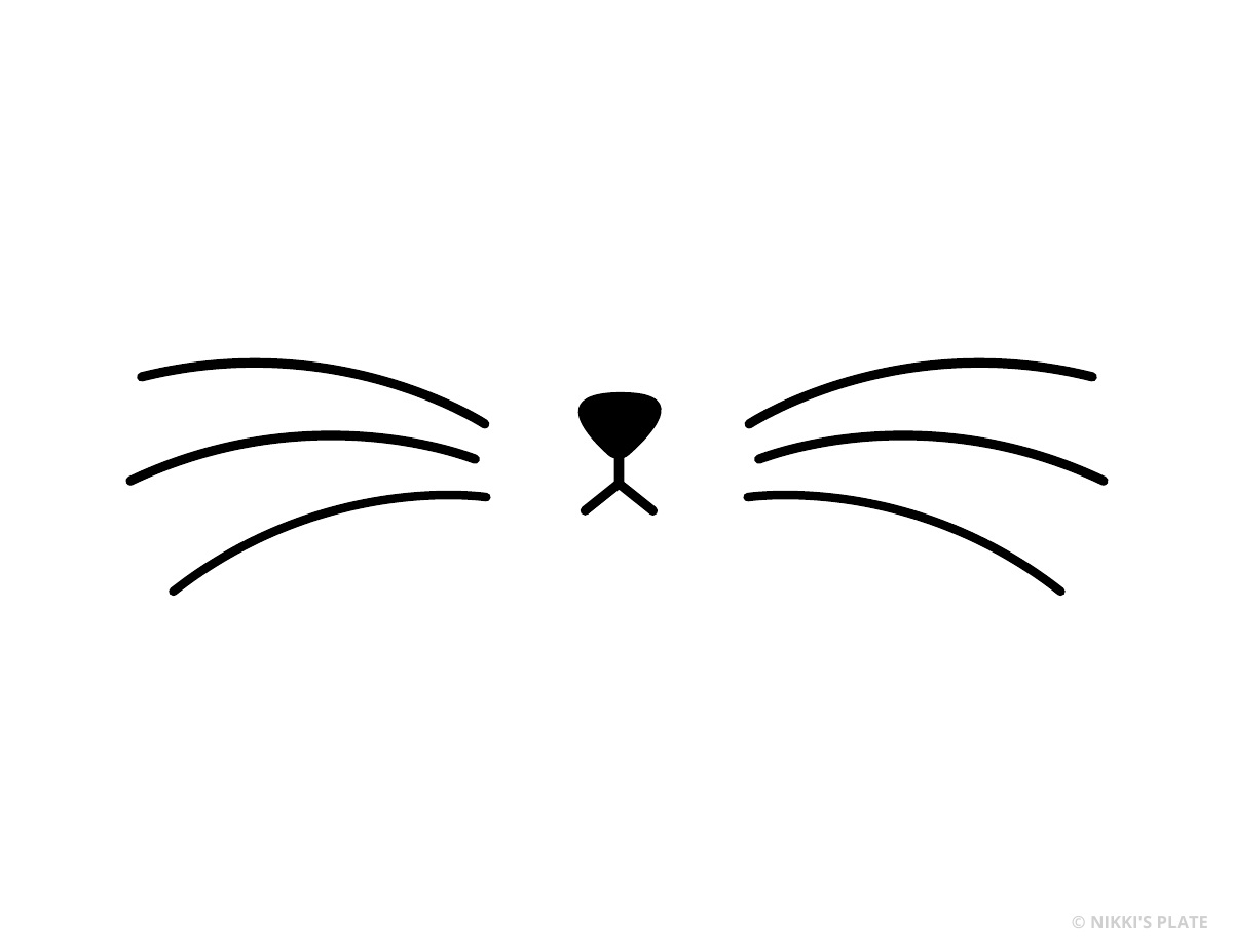 Simple cat nose and whiskers printable pumpkin stencil.