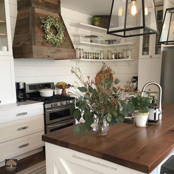 Shiplap Farmhouse Range Hood Ideas to Create the Perfect Kitchen; Here is a collection of farmhouse wood range hoods for your next kitchen design!