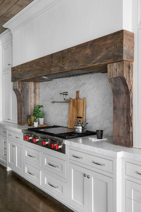 Farmhouse Range Hood Ideas to Create the Perfect Kitchen; Here is a collection of farmhouse wood range hoods for your next kitchen design!