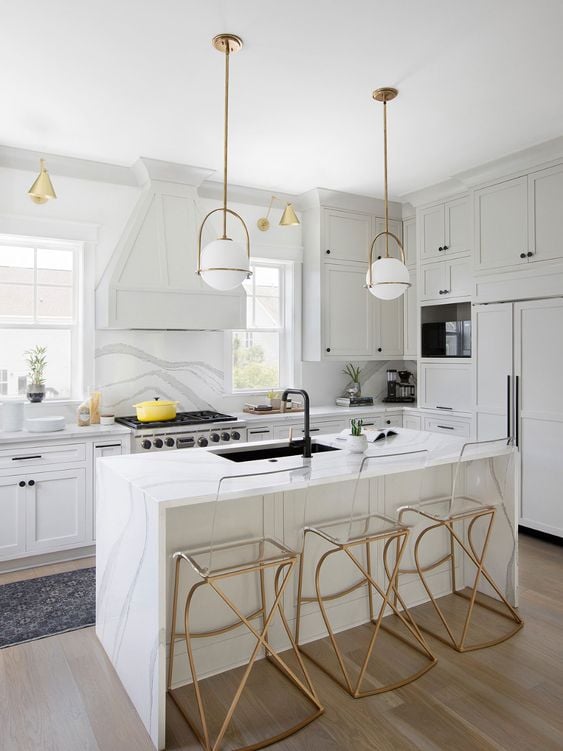 White Cabinets with Black Hardware Kitchen Ideas; white kitchen cabinets with black hardware for a beautifully classic modern kitchen