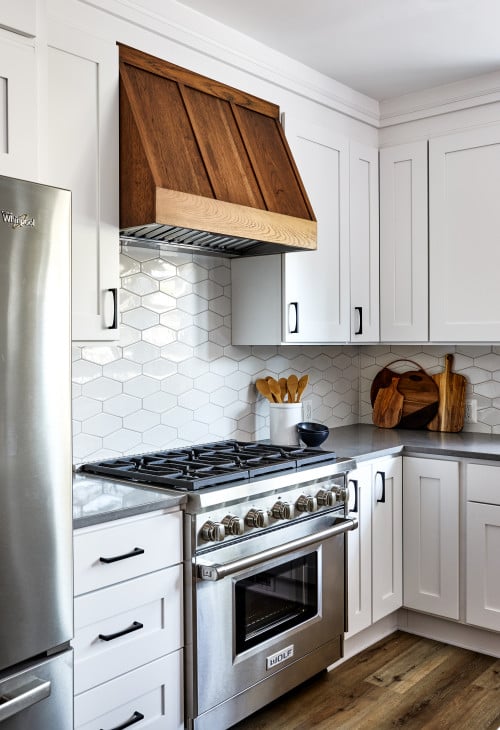 White Cabinets with Black Hardware Kitchen Ideas; white kitchen cabinets with black hardware for a beautifully classic farmhouse kitchen