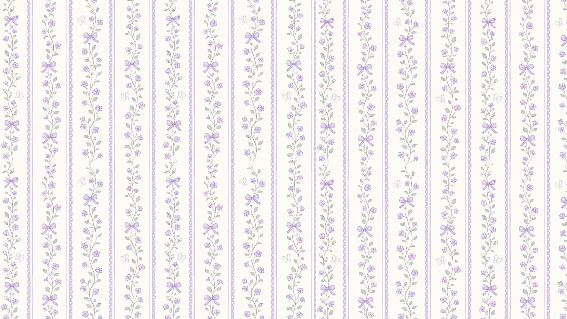 Vintage purple aesthetic wallpaper desktop with delicate floral stripes and bow details