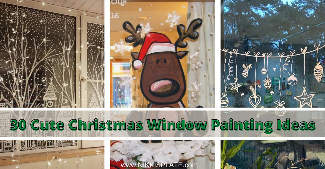 Cute Christmas Window Painting Ideas; Here are 20 easy Christmas window painting ideas to recreate on your windows this holiday season!