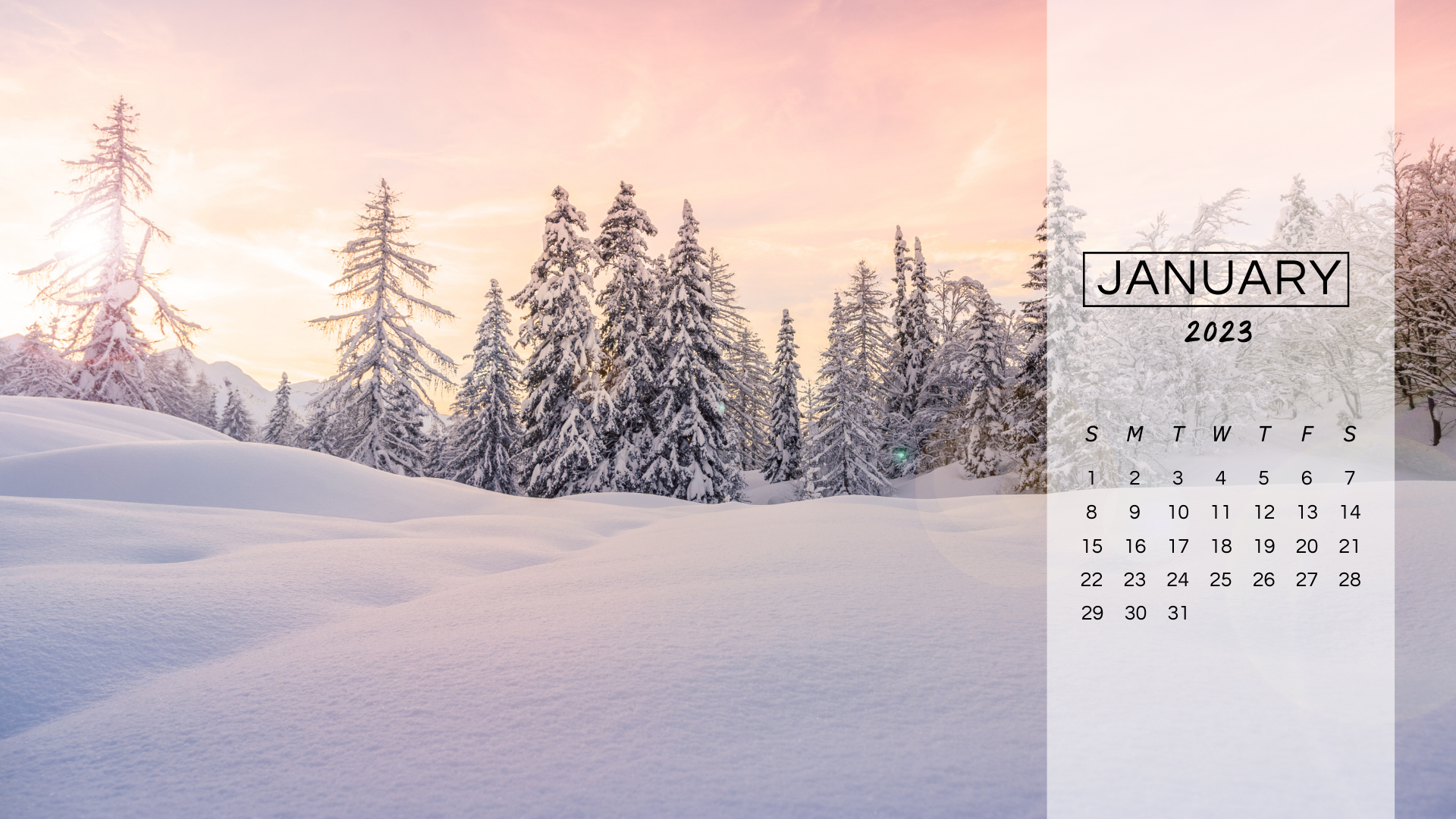 JANUARY 2023 desktop calendar backgrounds;  Here are your free January backgrounds for computers and laptops. Tech freebies for this month!